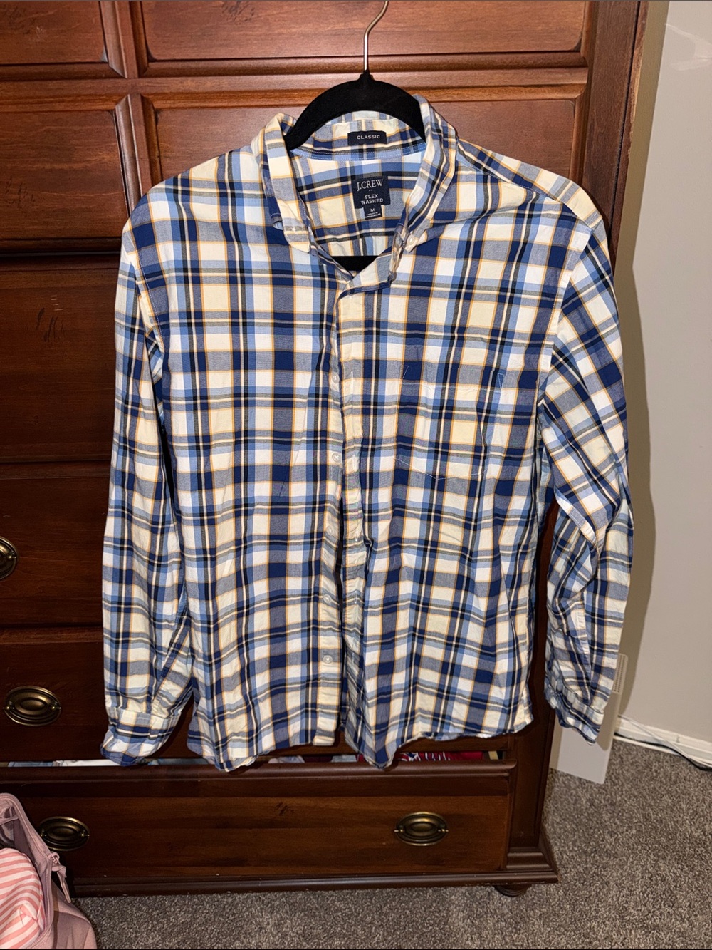 J. Crew Men’s Plaid Button-Down Shirt in Blue, White & Tan